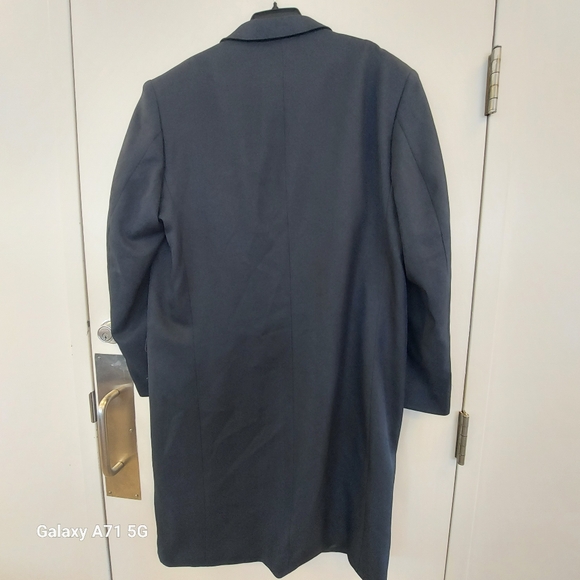 Milano Moda Designed In Italy Mens Navy Trench Coat Navy l48w42 4 Front Pockets - Picture 3 of 7